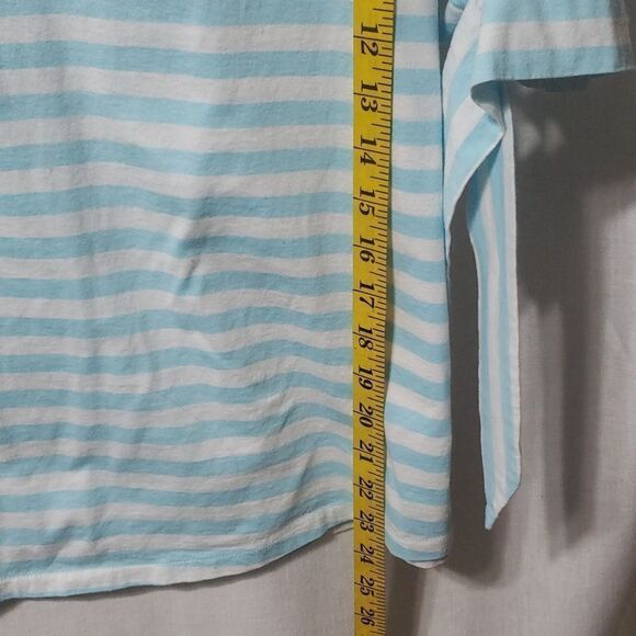 Lands' End. EUC. Blue & White Striped, Tie Sleeved Shirt. Size M. - Picture 7 of 8